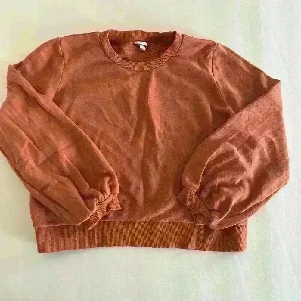 a new day Salmon Orange Puff Bell Sleeve Crew Neck
Sweatshirt
